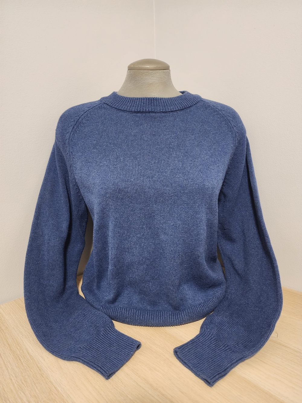Calvin Klein Classic Blue Crewneck 100% Cotton Knit Sweater Preppy